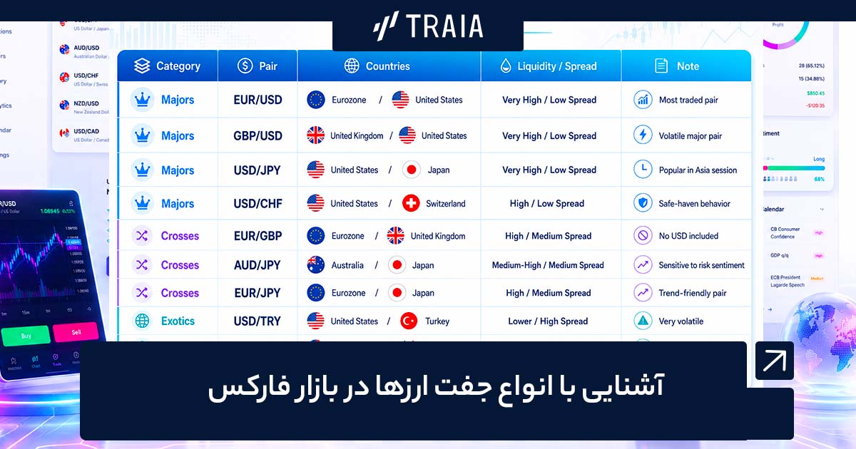 آشنایی با انواع جفت ارزها در بازار فارکس